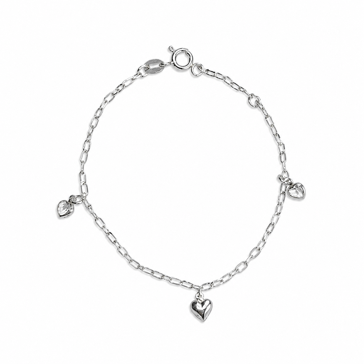 Pulseira Coração Liso e Cravejado