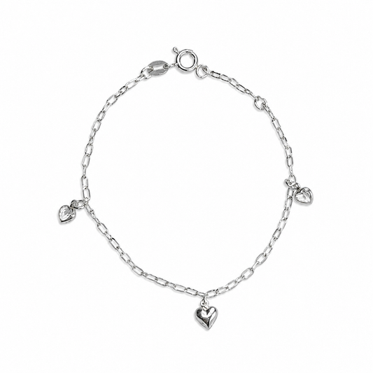 Pulseira Coração Liso e Cravejado
